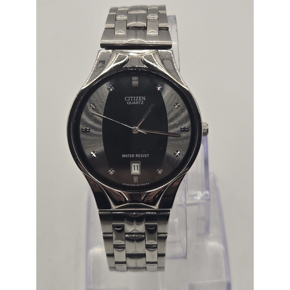 Vintage Gents Contoured 1982 Citizen Stainless Steel Watch. New Battery. Unique